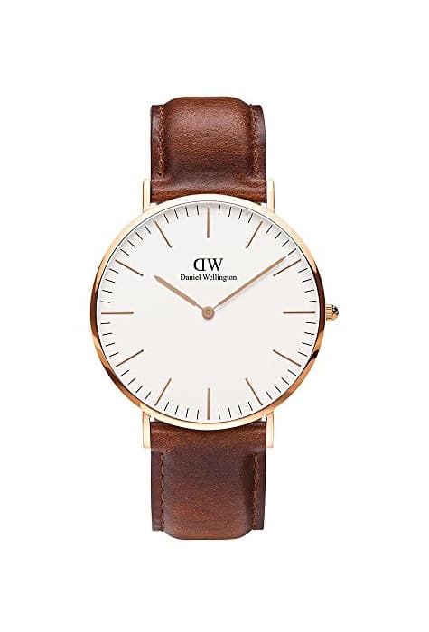 Moda Daniel Wellington 0106DW Reloj Analógico para Hombre de Cuero Marrón