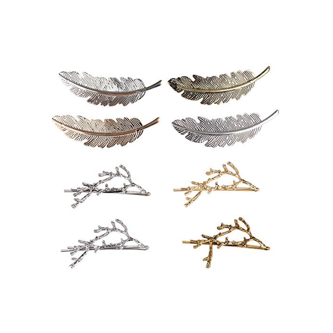 Product MEJOSER 8 Horquillas Pelo Mujer Clips Pasadores Pinzas Adornos Accesorios Cabello Dorado Plata Bronce