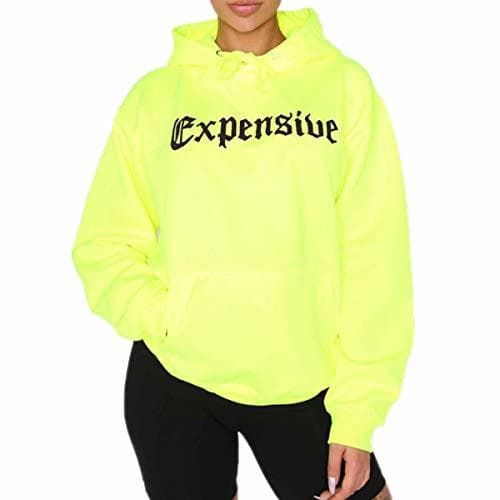 Product Greetuny Verde Fluorescente Sudadera con Capucha Mujer Personalidad Patrón de Letra Casual