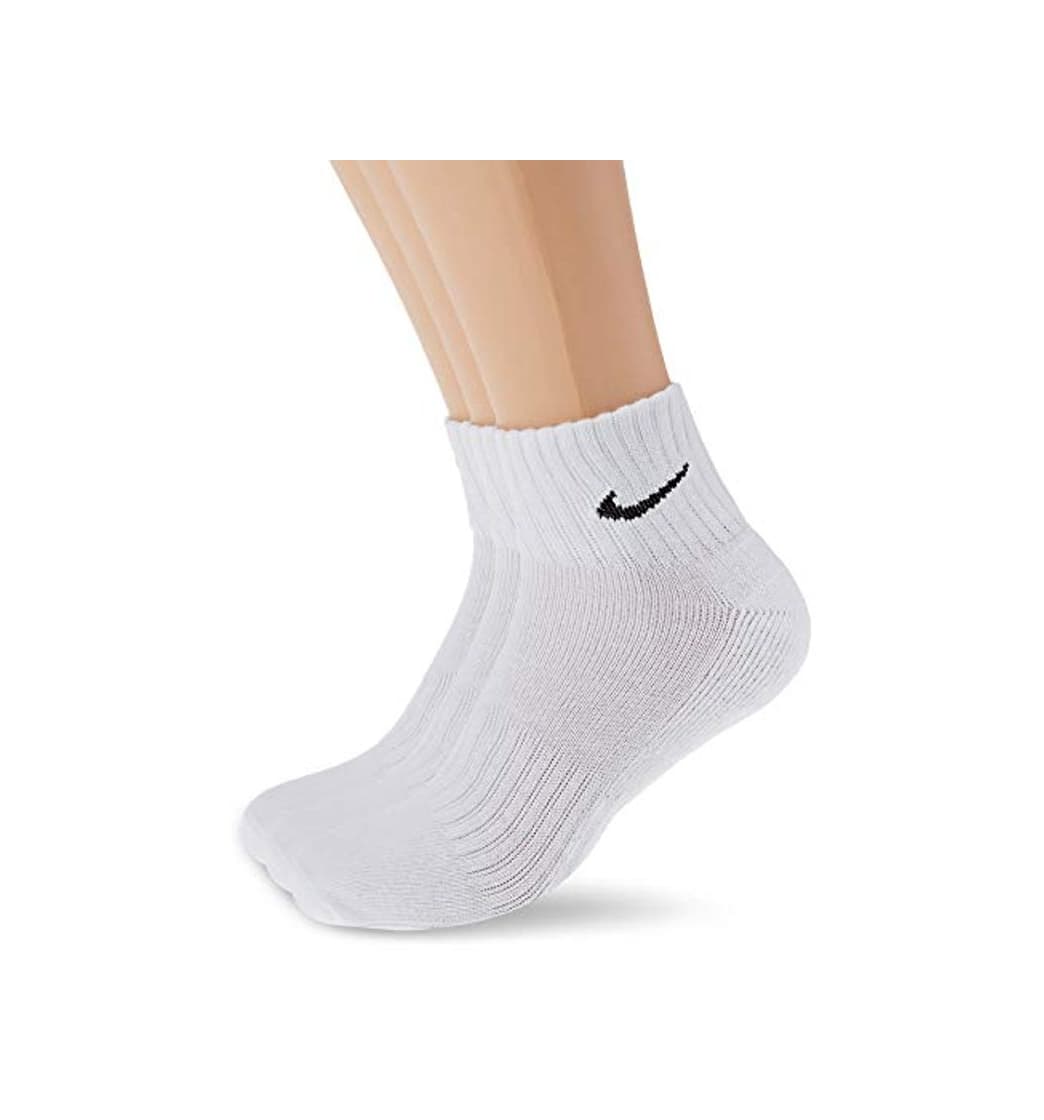 Moda Nike One Quarter Socks 3PPK Value Calcetines para Hombre, Blanco