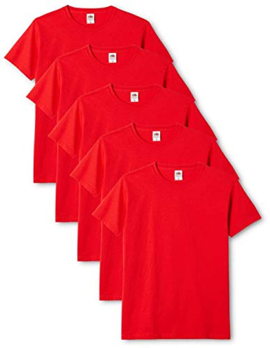 Moda Fruit of the Loom Mens Original 5 Pack T-Shirt Camiseta, Rojo