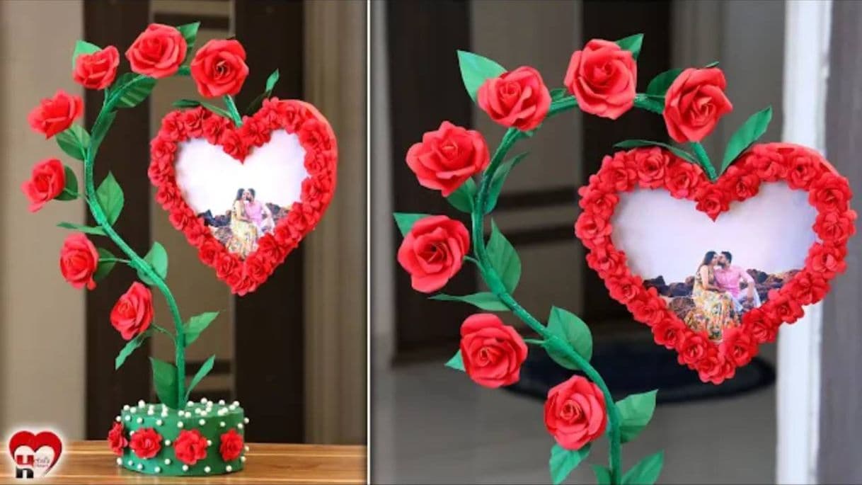 Moda Corazón con rosas de papel ❤