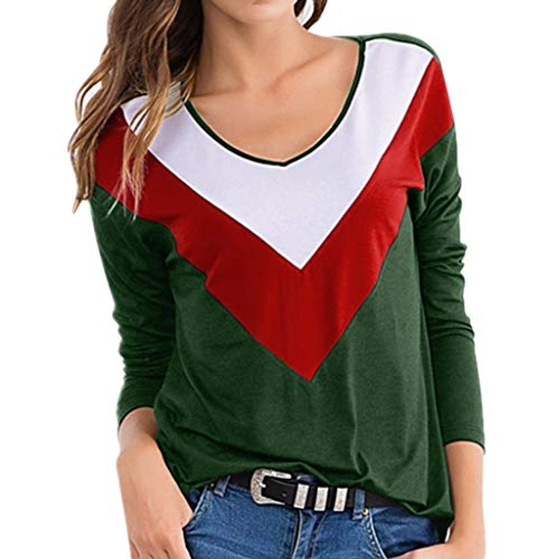 Fashion Moda Cosiendo Impresión Ocio Suelto Cuello Redondo Mujer Manga Larga Tops Cómodo