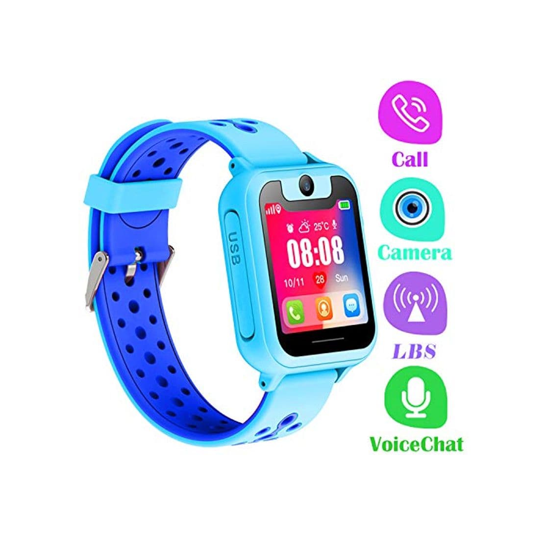 Moda Telefono Reloj Inteligente LBS Niños - Smartwatch con Localizador LBS Juegos Despertador