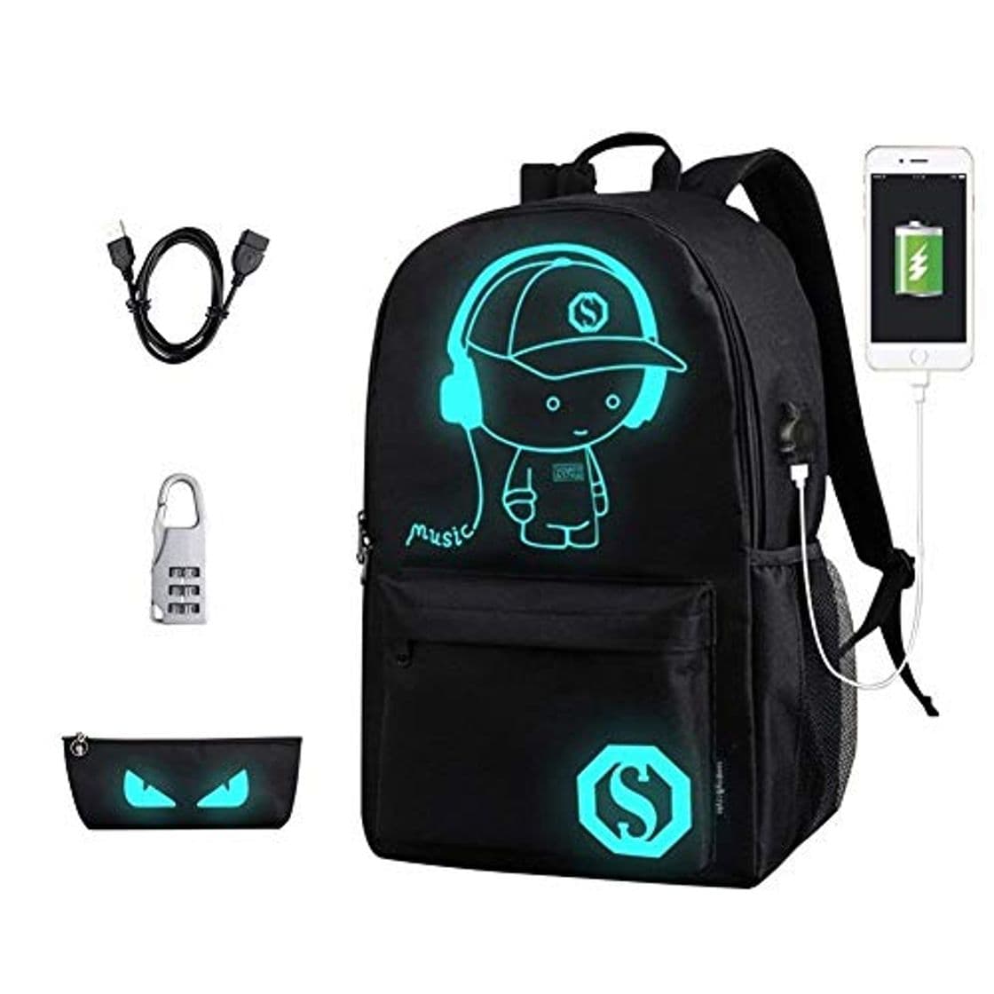 Product Mochilas Escolares, Mochila Luminosa de Anime Mochila Mochila de Hombro con Mochila