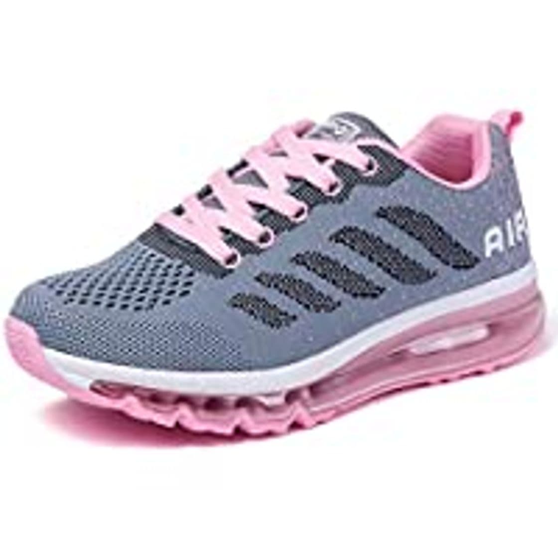 Product Air Zapatillas de Running para Hombre Mujer Zapatos para Correr y Asfalto Aire Libre y Deportes Calzado Unisexo Gray Pink 38