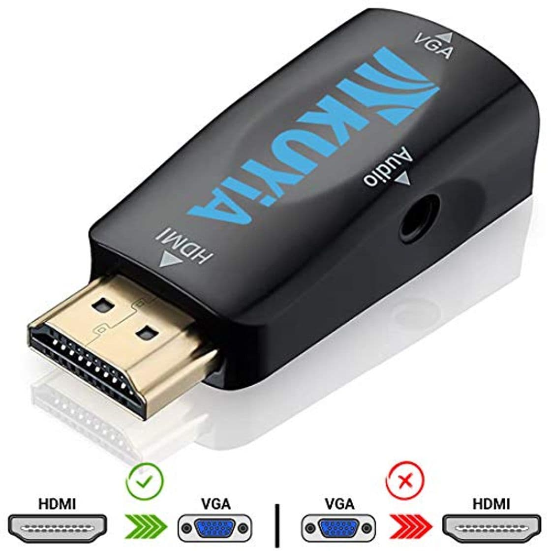 Producto KUYiA Adaptador HDMI a VGA, Chapado en Oro Macho a Hembra Convertidor