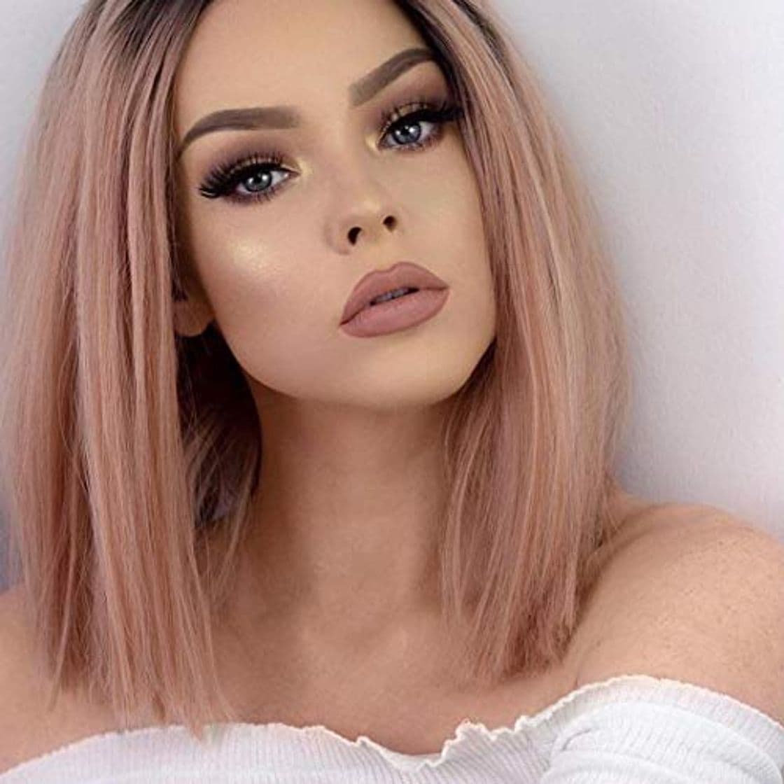 Producto Cosswigs Ombre Pink Wig for Women Short Bob Ombre Lace Front Wigs Heat Resistant Synthetic Hair Lace Wig 14inches