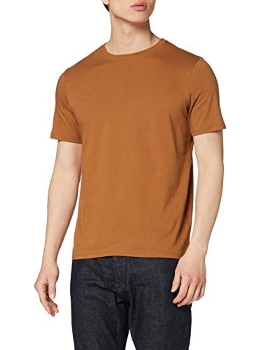 Moda T-Shirts Camiseta de Corte Recto para Hombre, Marrón