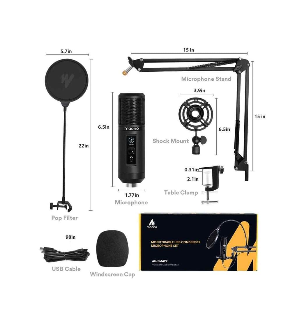 Producto MAONO Micrófono USB Monitoreo de latencia Cero AU-PM422 192KHZ Micrófono de Condensador