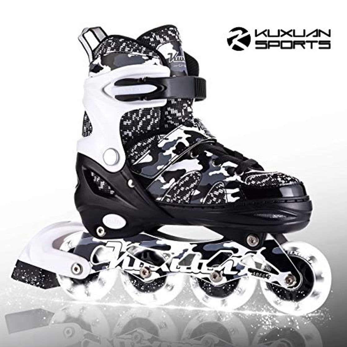 Producto Kuxuan Niños Camo Patines en Línea Ajustables en Negro y Plata con