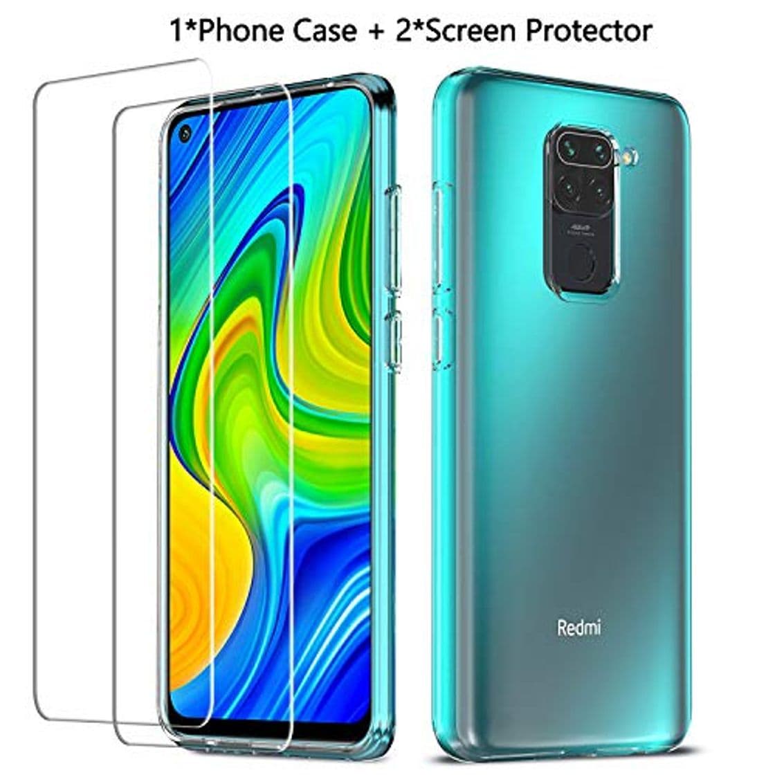 Product QHOHQ Funda para Xiaomi Redmi Note 9 con 2 Unidades Protector de