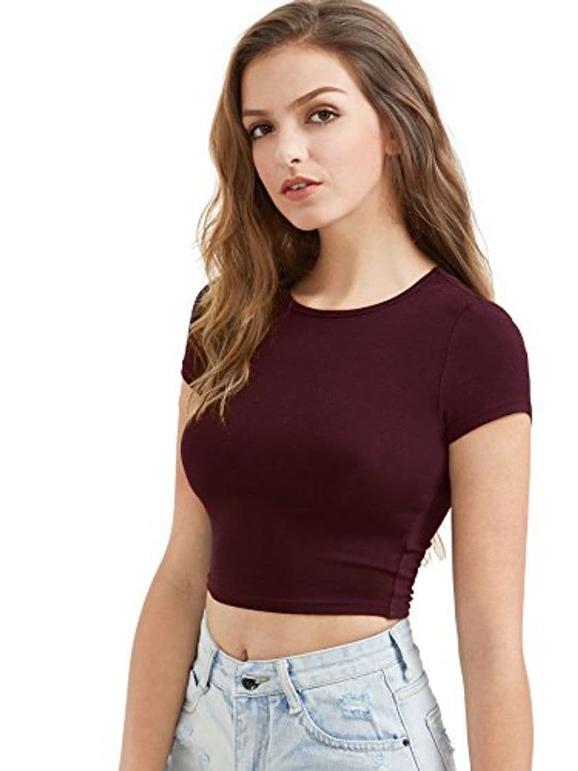 Moda SOLYHUX Camiseta para Mujer Manga Corta Crop Top