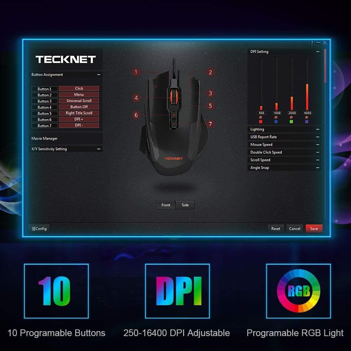 Product TECKNET Ratón Gaming con Cable Ratón Láser de Alta Precisión