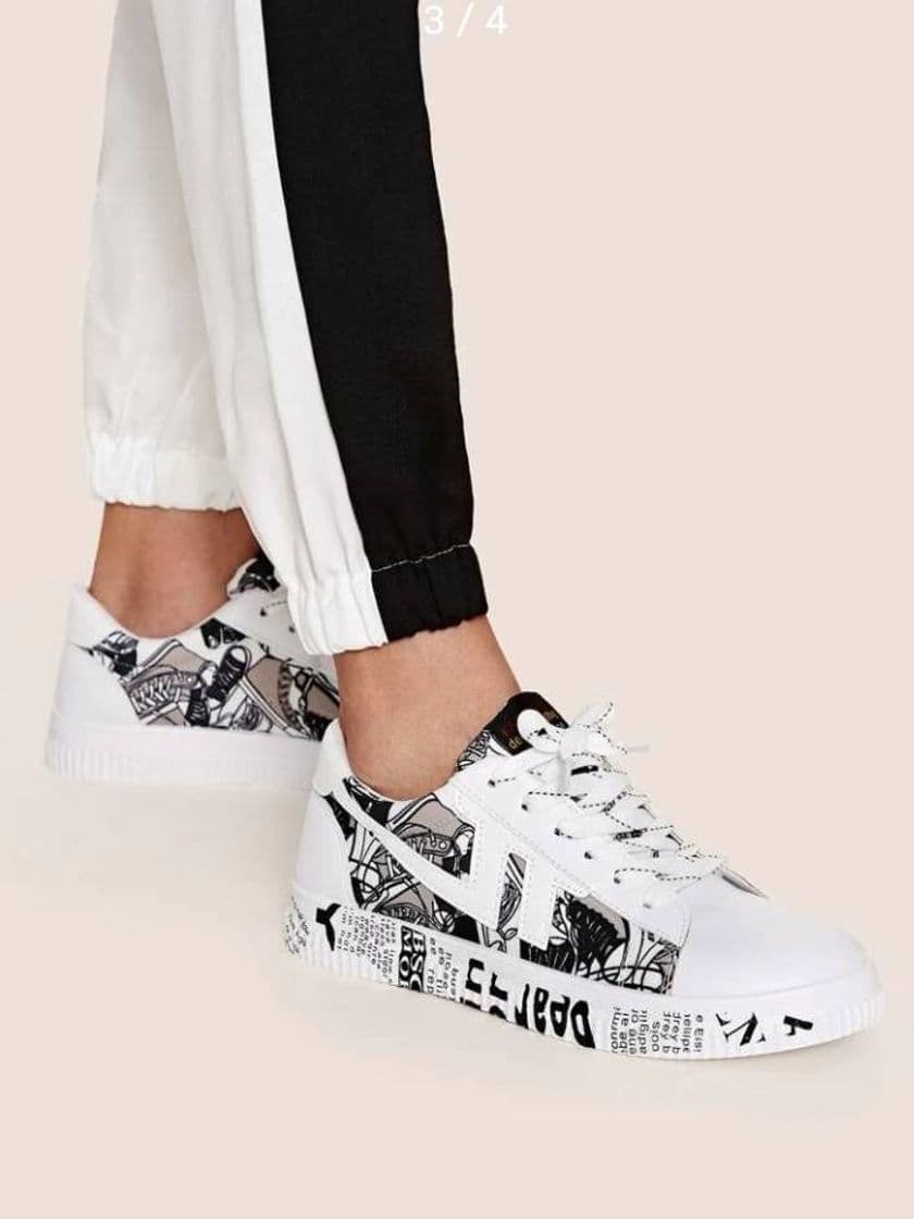 Fashion Zapatillas Con Cordón Gráfico Con Letra

