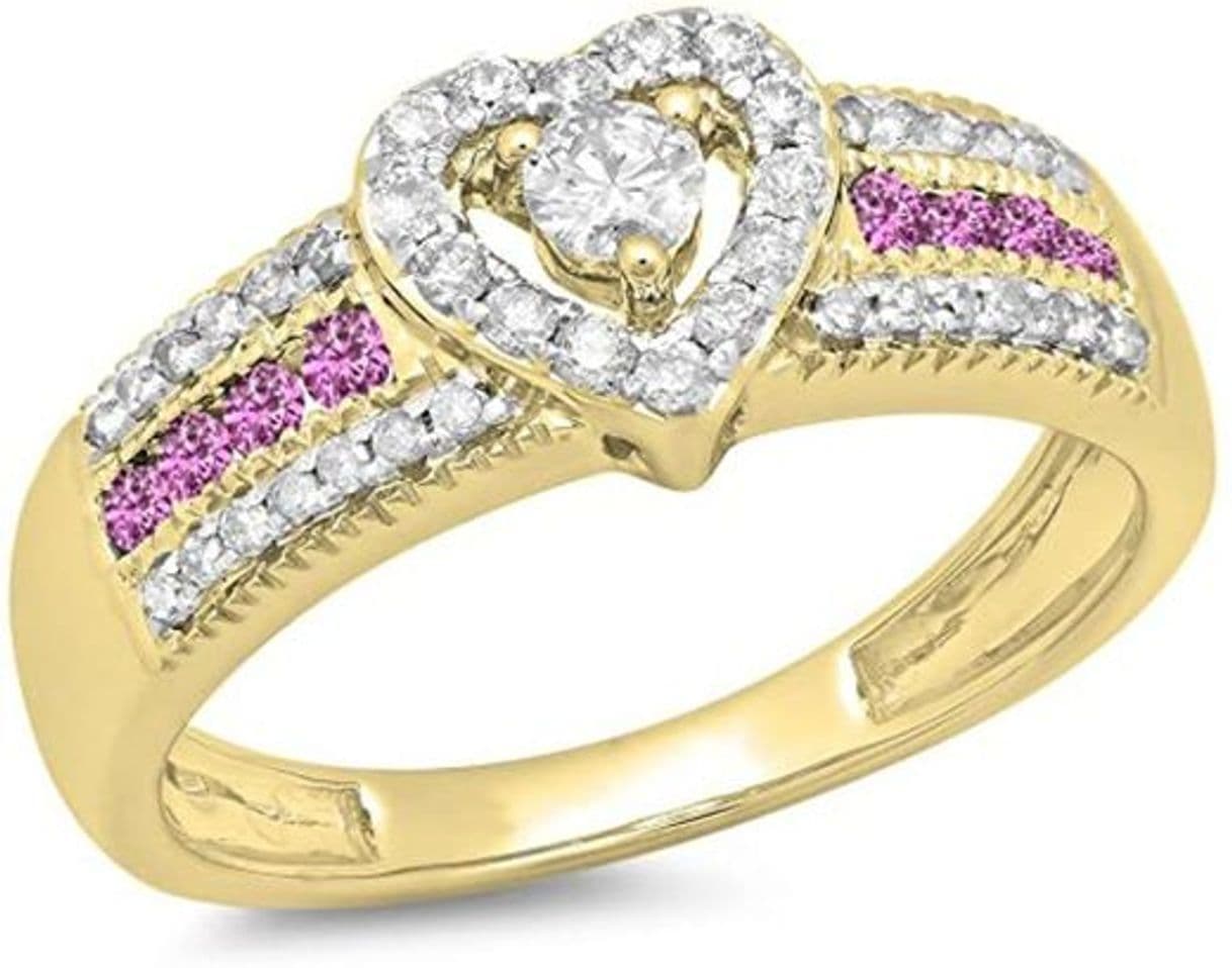 Producto DazzlingRock - Anillo de compromiso de oro blanco de 14 quilates con