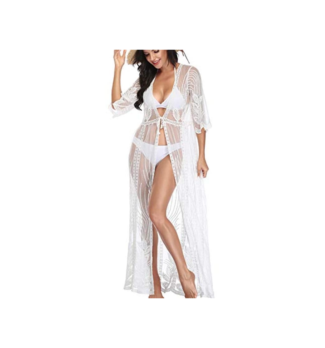 Moda Arshvyl Traje de baño de manga larga Bikini Ropa de playa Vestido de encaje de verano para mujer