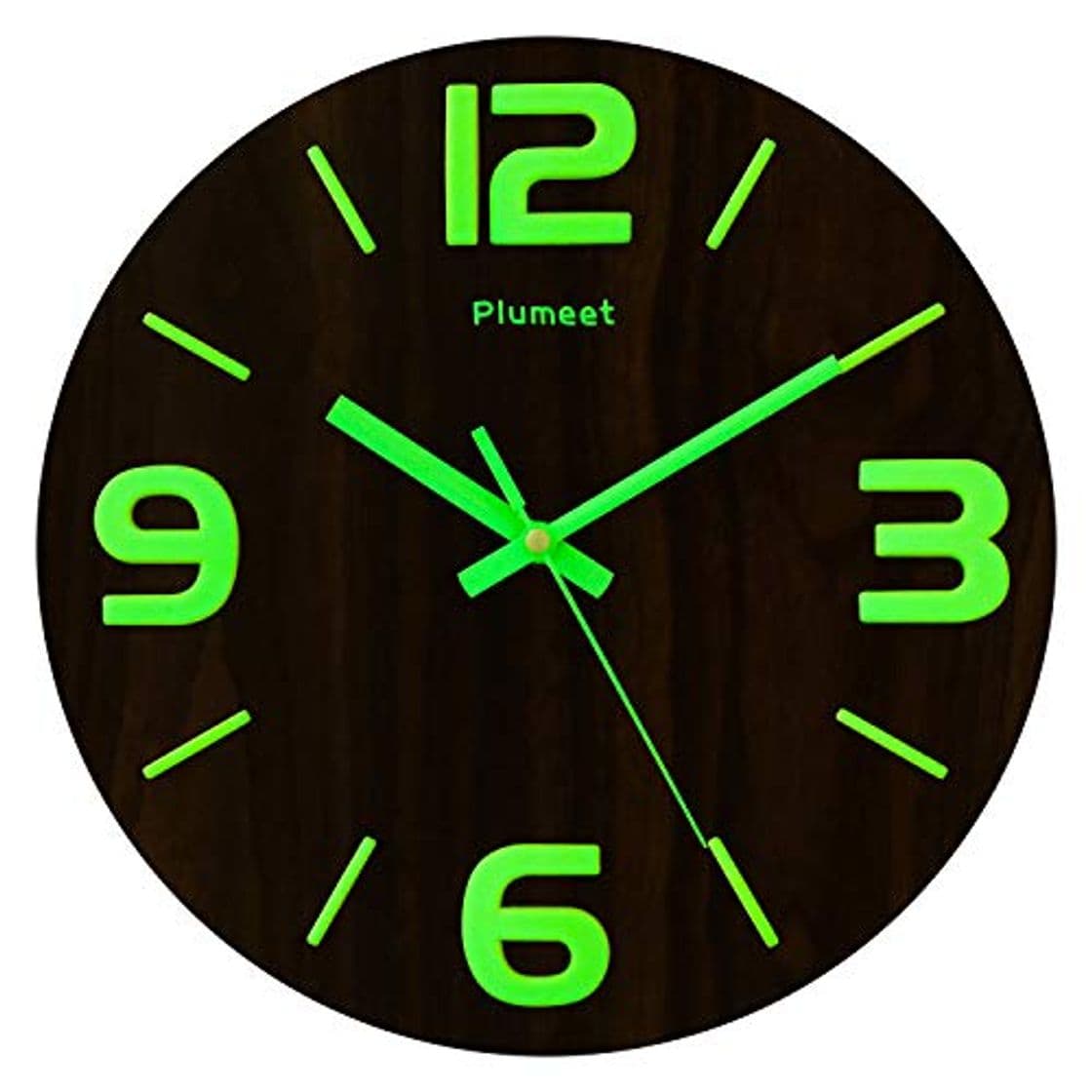 Product Plumeet Reloj de Pared de 30cm de Madera Luminoso Silencioso con Luz