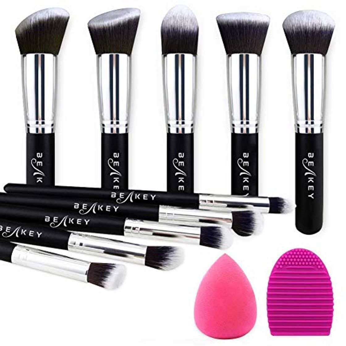 Product BEAKEY Set de Brochas de Maquillaje Profesional, Synthetic Kabuki Premium para Base