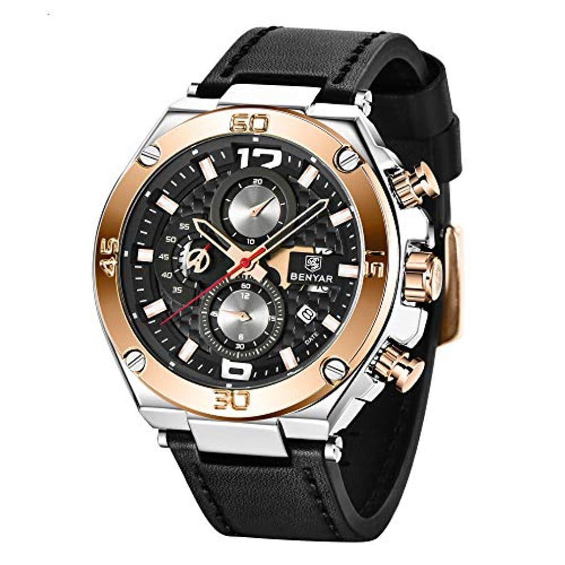 Producto BENYAR Relojes Hombre Relojes de Pulsera Cronografo Diseñador Impermeable Reloj Hombre Banda de Cuero Analogicos Fecha de Pulsera Regalo Elegante