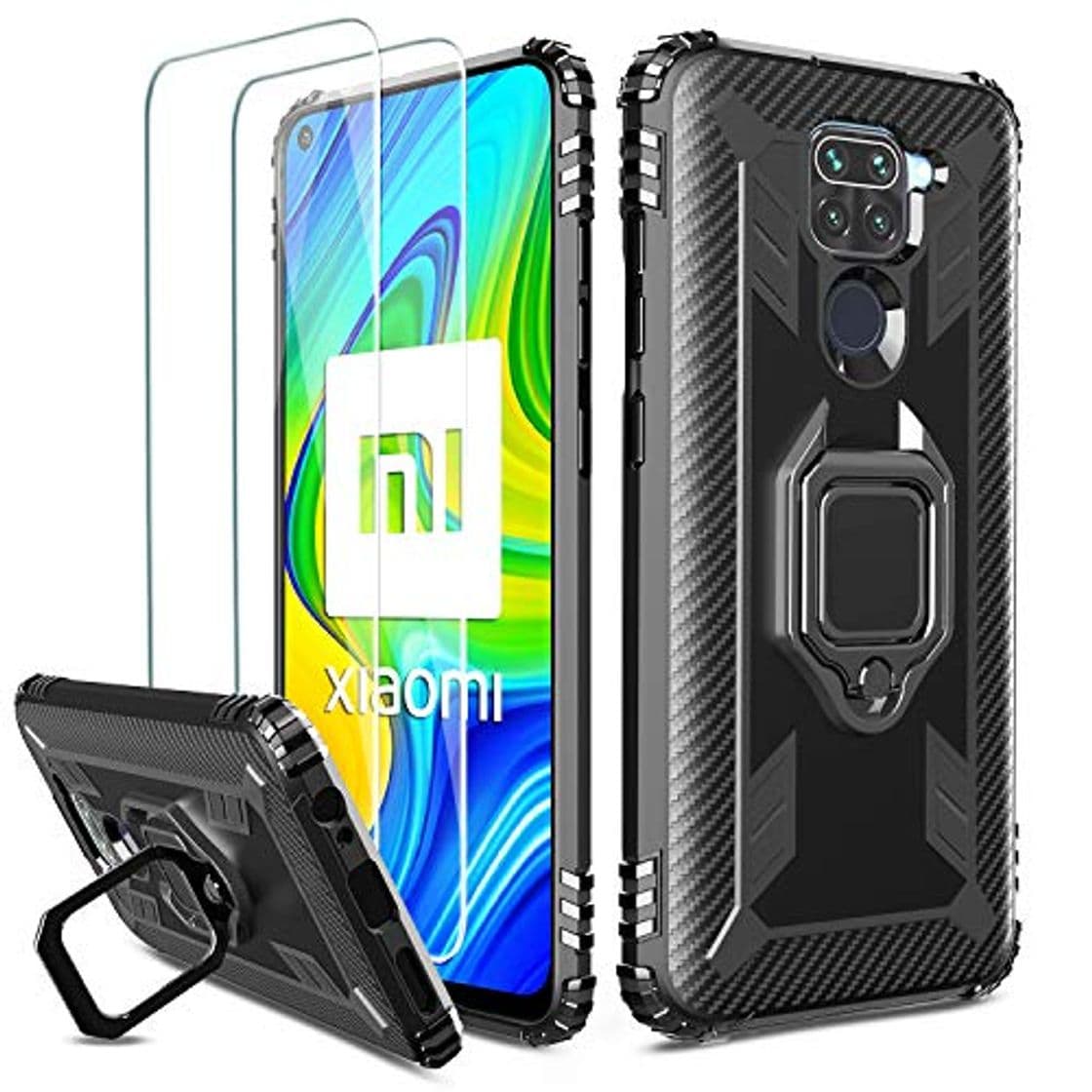 Producto Milomdoi [Funda y 2 Unidades] Carcasa para Xiaomi Redmi Note 9 Funda