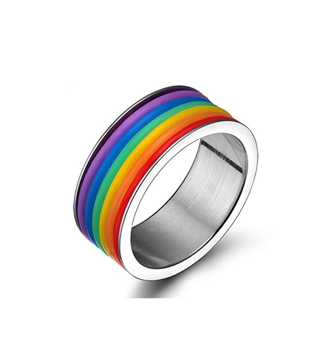 Product Gudeke Anillos de acero inoxidable del arco iris del homosexual y lesbiana