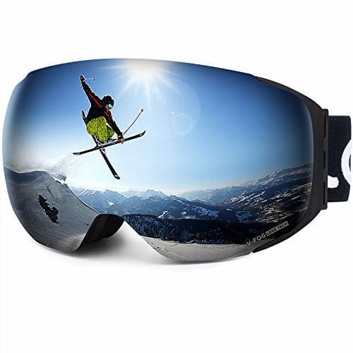 Product LEMEGO Gafas de Esquí, Gafas de Snowboard Sin Marco magnético Intercambiable 100%