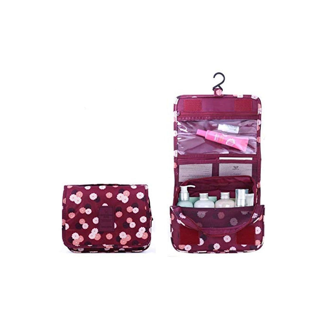 Product BryTravel Bolsa de Maquillaje portátil con múltiples Compartimento Flor roja de Vino Normal