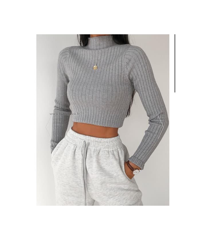 Producto HIGH NECK RIB KNIT JUMPER IN GREY