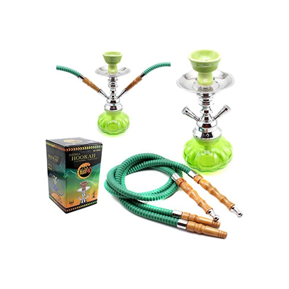 Producto HIBRON® Cachimba shisha hookha pequeña 25cm 2 mangueras, kit de iniciación completa