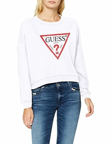 Moda Guess Iconic Fleece Sudadera, Blanco