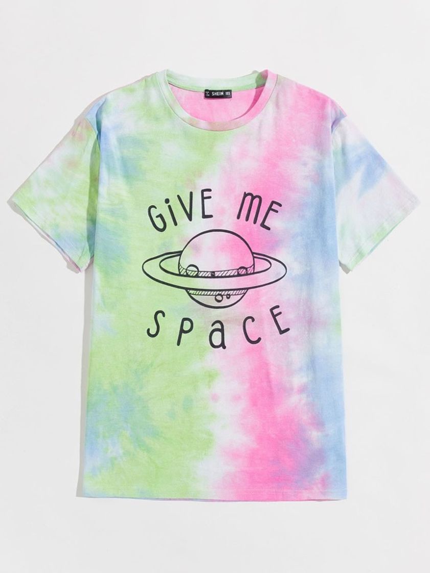 Fashion SHEIN Camiseta tye die con estampado de slogan