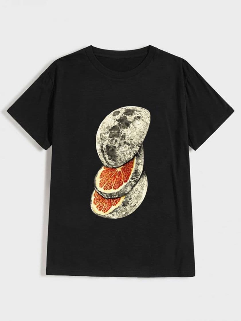 Fashion Camiseta de manga corta con estampado de fruta 