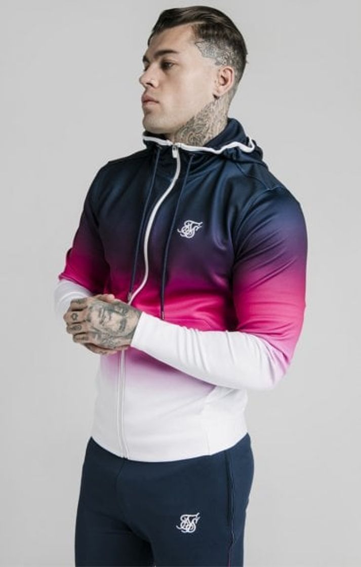 Fashion SikSilk Tri-Fade Overhead Hoodie - Navy