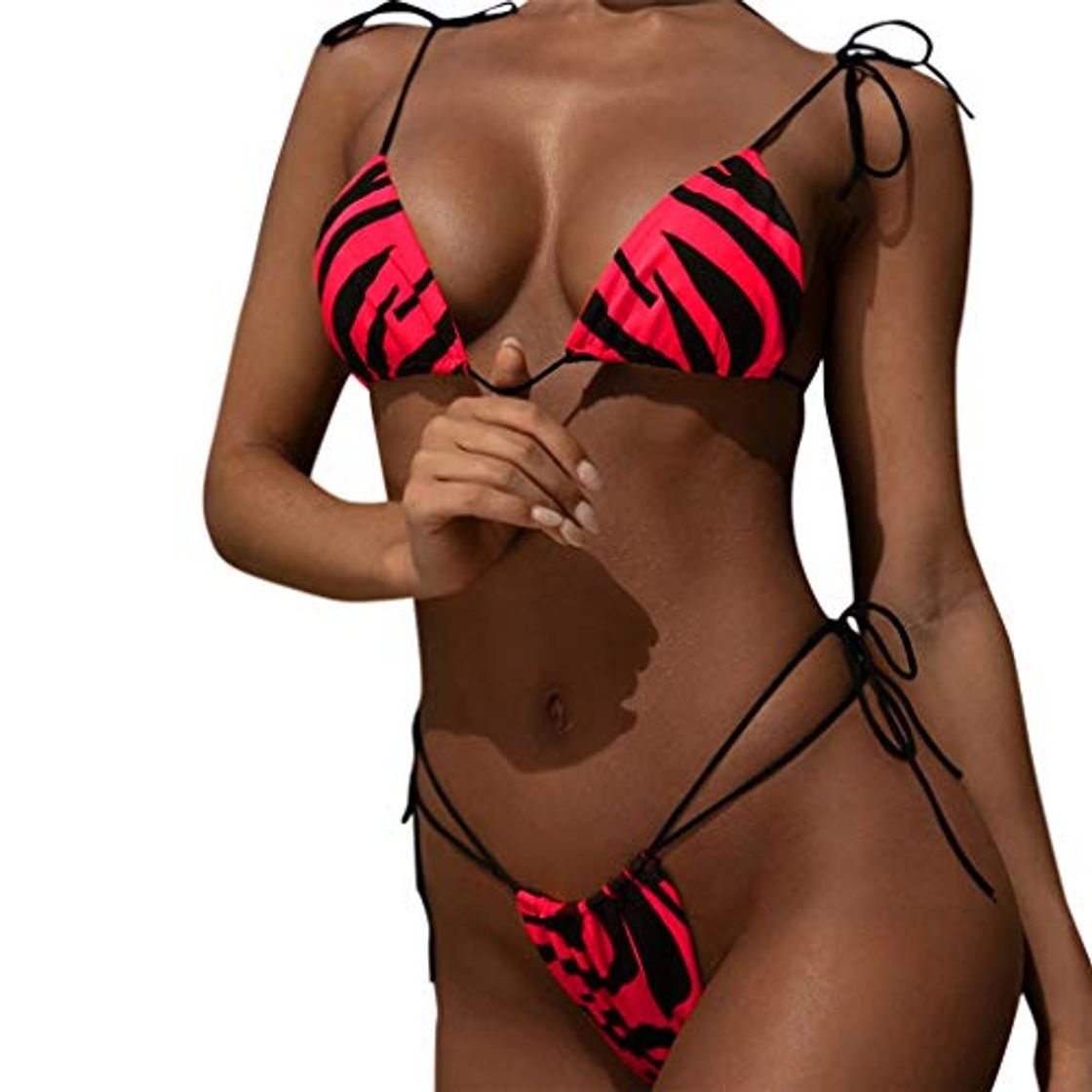 Producto riou Bikinis Mujer 2019 Push up Bikini de Tres Puntos con Estampado de Cebra y Tira Mujeres Conjunto de Traje de BañO Brasileños Bañador Ropa de Dos Piezas vikinis