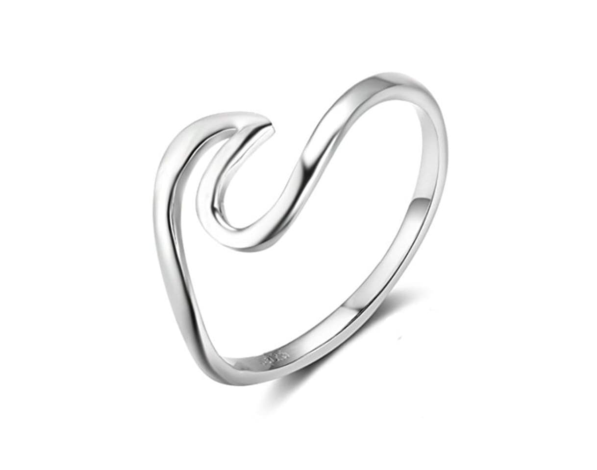 Producto HOMEYU® Chic 925 Sterling Silver Wave Cut Girl Ring Wave Design Anillos para Mujer