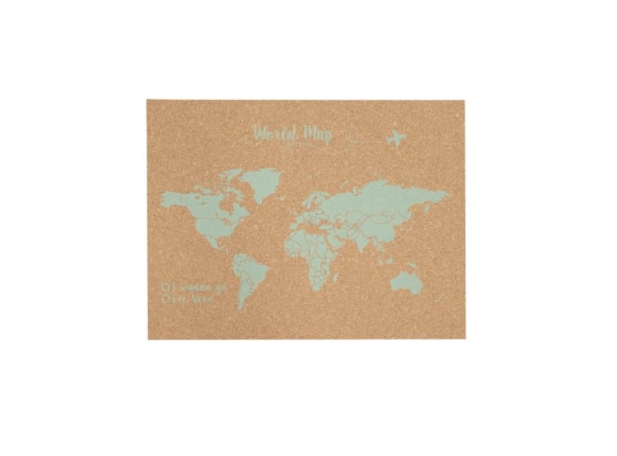 Producto corcho mapa del mundo verde agua 