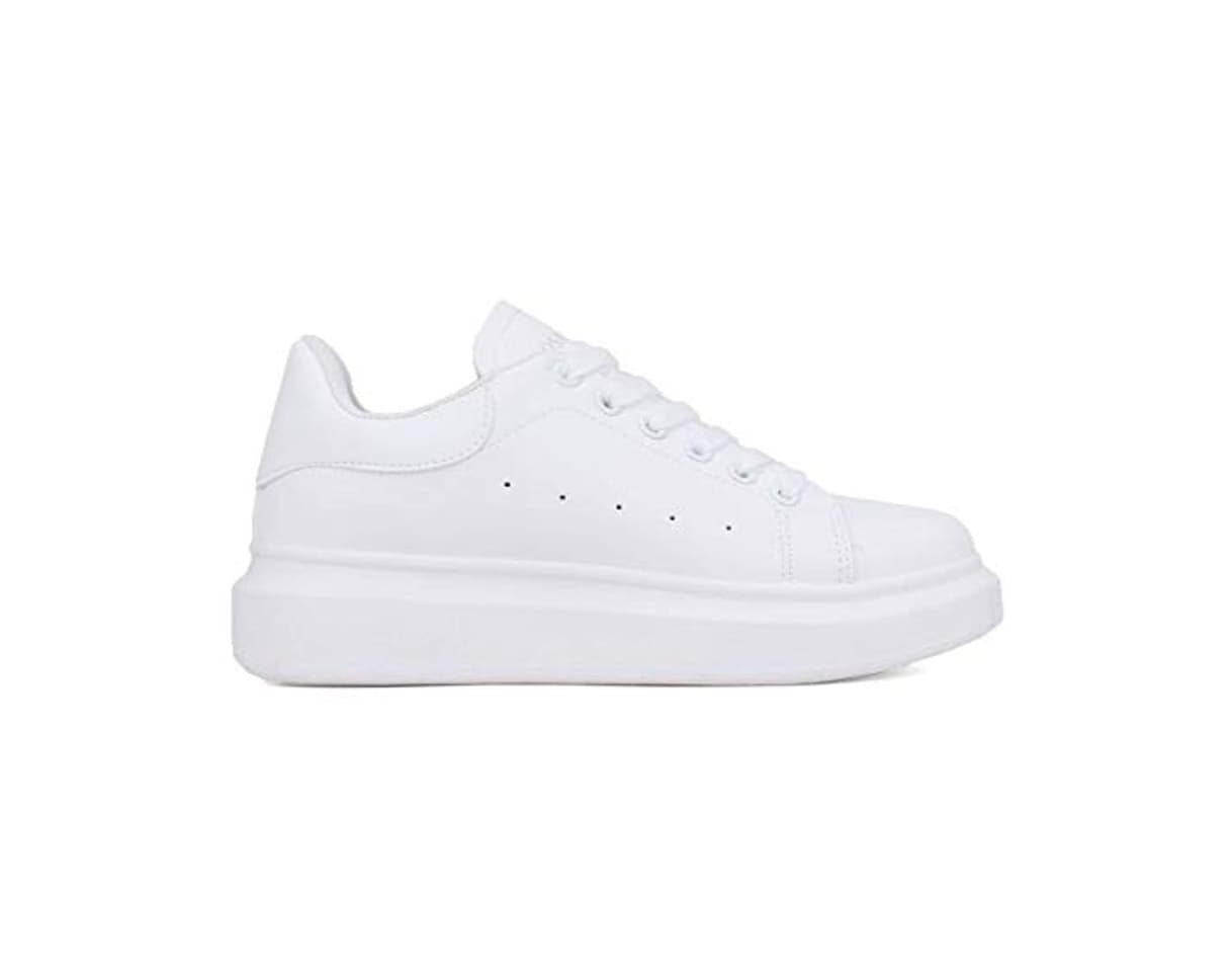 Moda BOSANOVA Zapatillas en Total Look Blanco con Suela Lisa de 4 cm