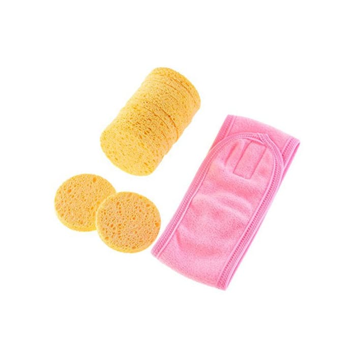 Beauty 12 Piezas de Esponja Facial Esponja de Limpieza de Cara con Diadema