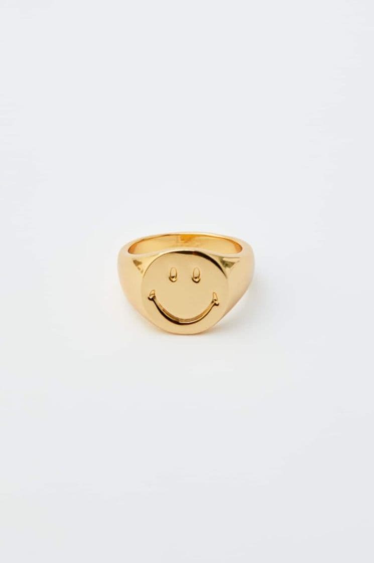 Moda Anillo Sello Smiley Baño Oro Pull And Bear