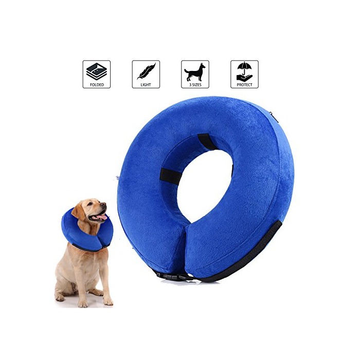 Producto YAMI Collar de recuperación Inflable para Perros, Cono de Cuello isabelino Ajustable