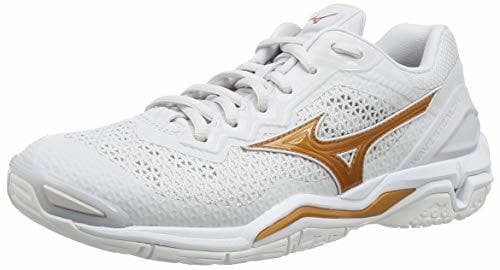 Fashion Mizuno Wave Stealth V, Zapatillas Deportivas para Interior para Mujer, Blanco