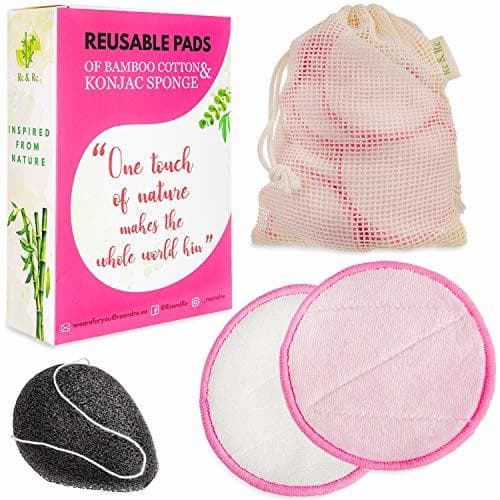 Belleza Reusable Makeup Remover Face Pads Make of Bamboo Cotton with Laundry Bag