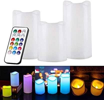 Moda 3 piezas Vela Electrónica Luces de Velas LED 7 Colores Velas