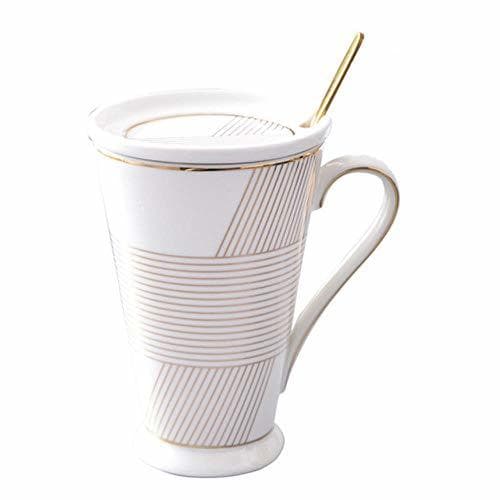 Product Taza Capuchino Taza Cafe 350Ml Taza De Cerámica Dorada Con Tapa Y