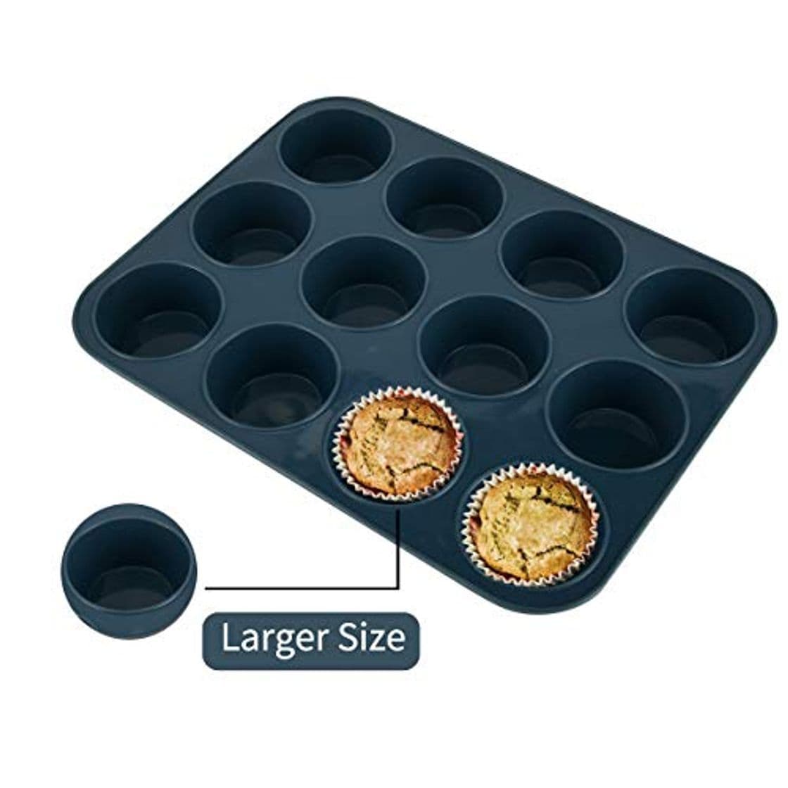 Product Grande Molde de Silicona para 12 Magdalenas, Bandejas para Hornear Muffin con