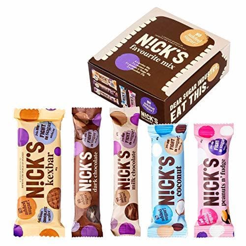 Product NICKS Favourite Mix, Barritas de chocolate surtidas, sin azúcar añadido, sin gluten