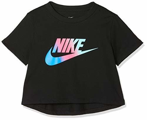 Fitness Nike Sportswear Short T-Shirt Girls Camiseta de Manga Corta, Niñas, Negro