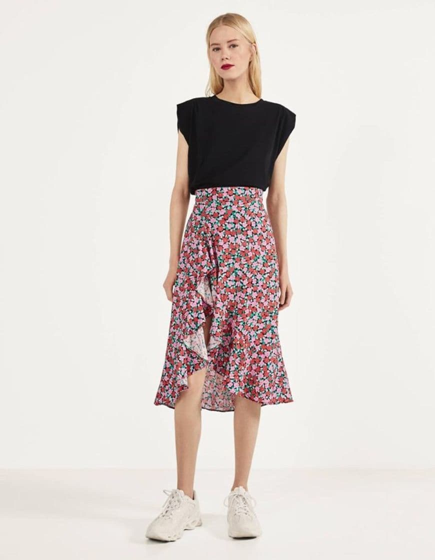 Moda Falda midi floral