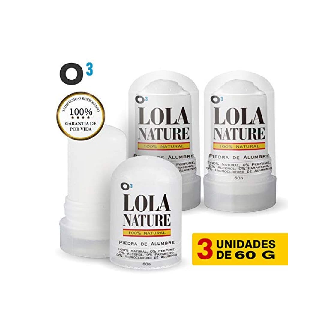 Producto O³ Piedra De Alumbre Lola Nature - 3 Unidades * 60 g